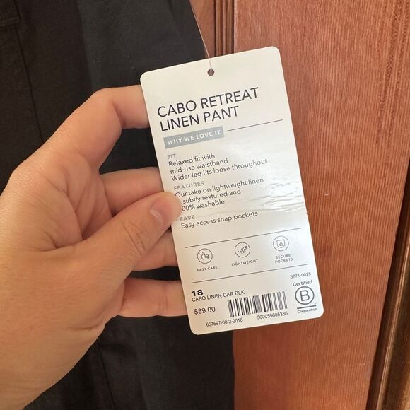 NWT Athleta Cabo Linen Jogger black 18 - Picture 3 of 5